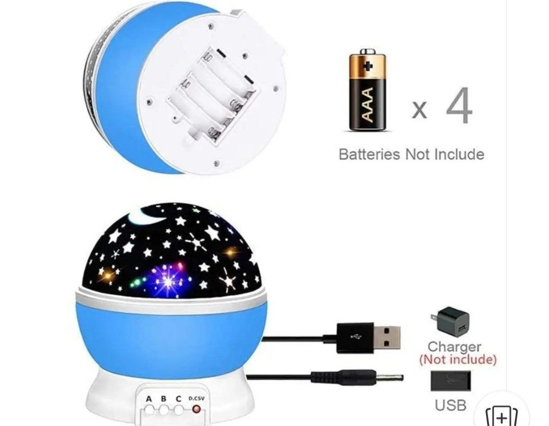Star Master Rotating 360-Degree Moon &amp; Star Night Light Projector