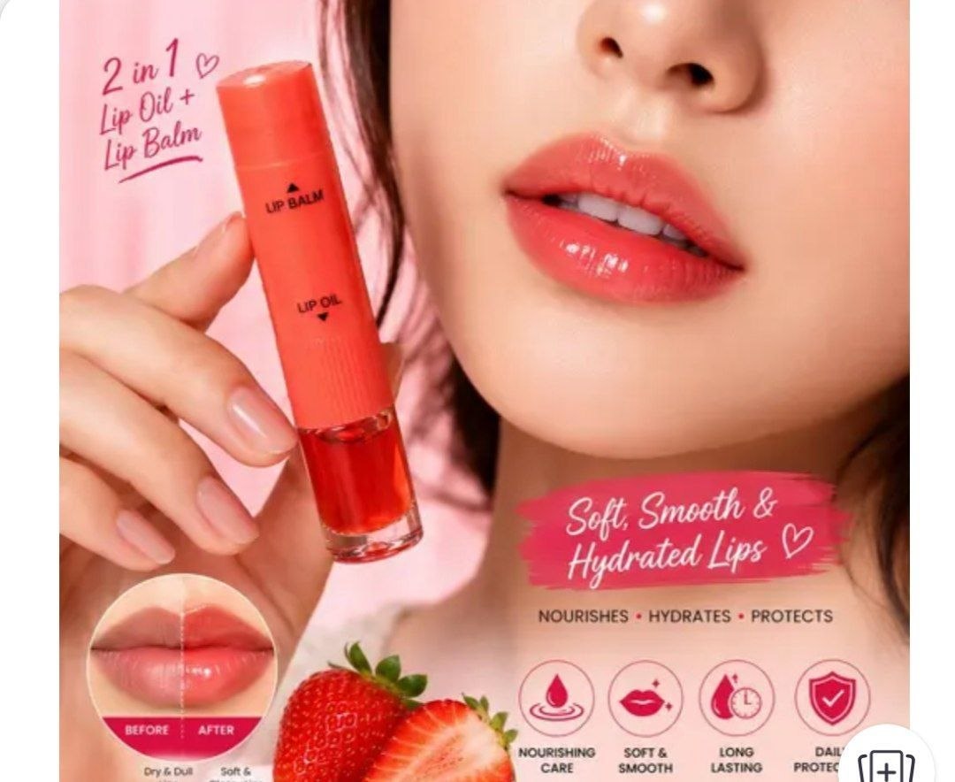 2-in-1 Strawberry Lip Oil and Lip Balm Duo