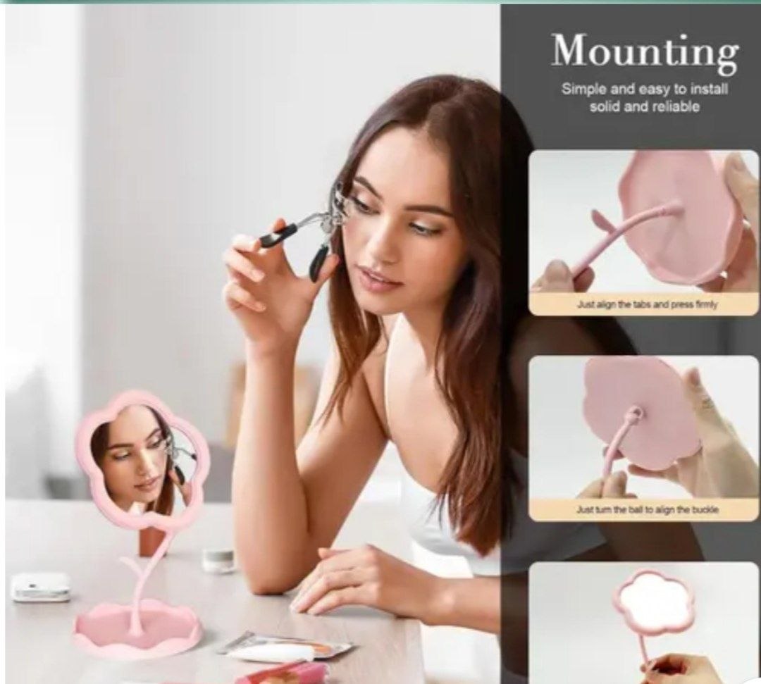 Flower-Shaped Tabletop Makeup Mirror