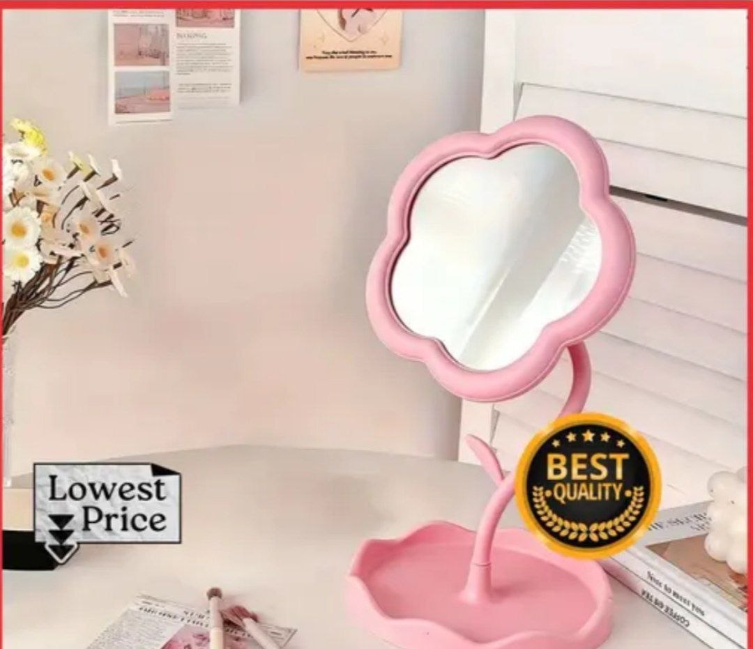 Flower-Shaped Tabletop Makeup Mirror